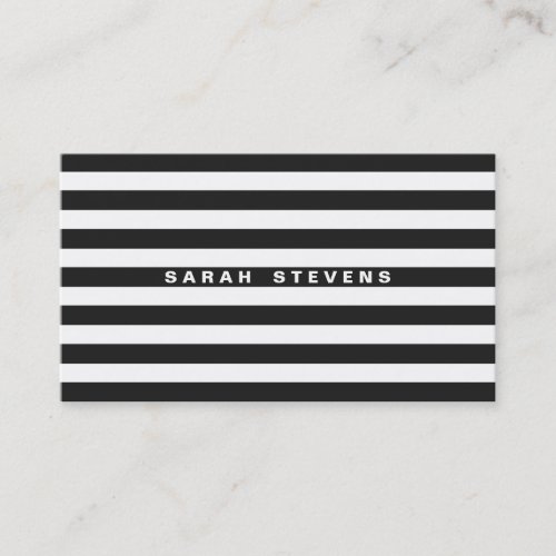 Chic Black and White Striped Modern Salon &amp; Spa Business Card Template