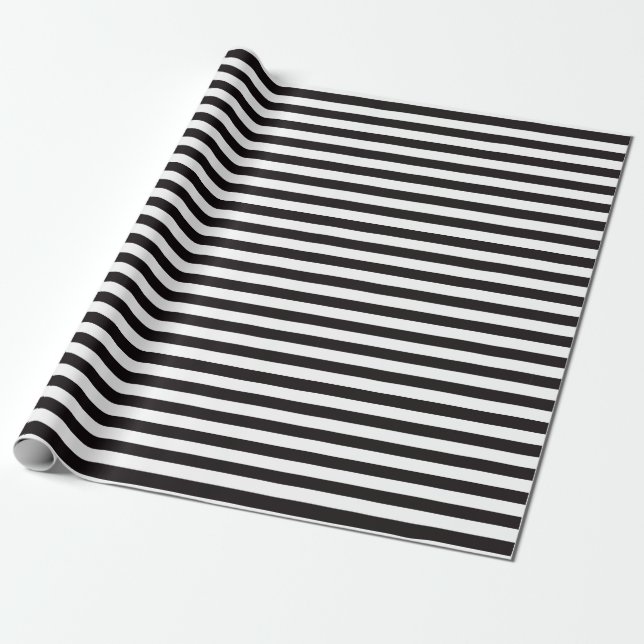 Chic Black and White Stripes Wrapping Paper (Unrolled)