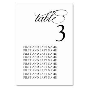 Chic Black and White Table Number Card