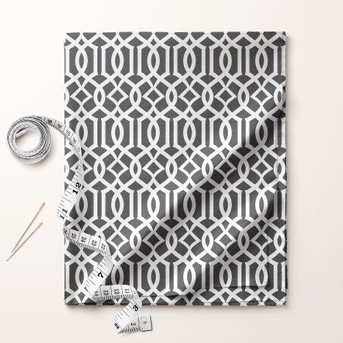 Chic Black And White Trellis Lattice Pattern Fabric