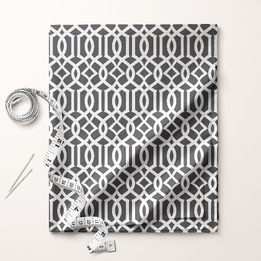 Chic Black and White Trellis Lattice Pattern Fabric