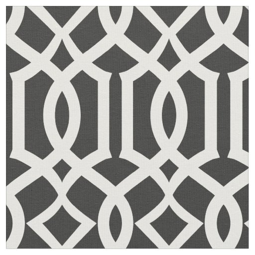 Chic Black and White Trellis Lattice Pattern Fabric