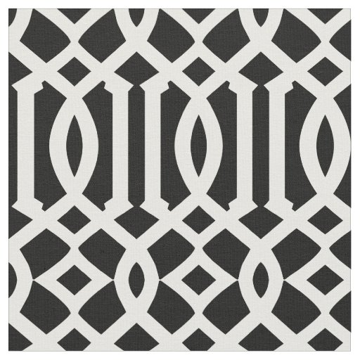 Chic Black and White Trellis Lattice Pattern Fabric