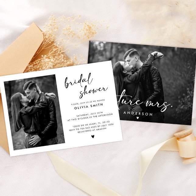 Chic Black And White Typography Bridal Shower Invitation (Creator Uploaded)