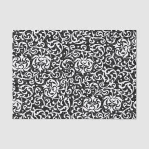 Chic Black and White Vintage Floral Pattern Tissue Paper