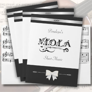 Chic Black and White Viola Sheet Music Folder Set