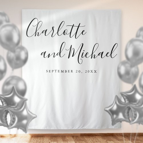 Chic Black And White Wedding Photo Booth Backdrop