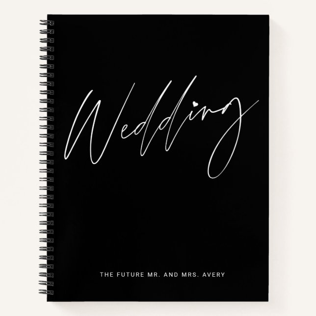 Chic Black and White Wedding Planning Notebook (Front)