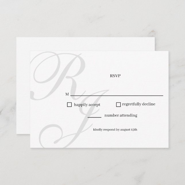 Chic Black and White Wedding RSVP Card (Front/Back)