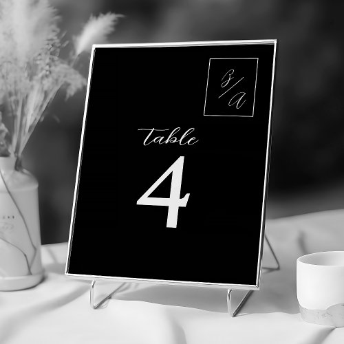 Chic Black and White Wedding Table Number