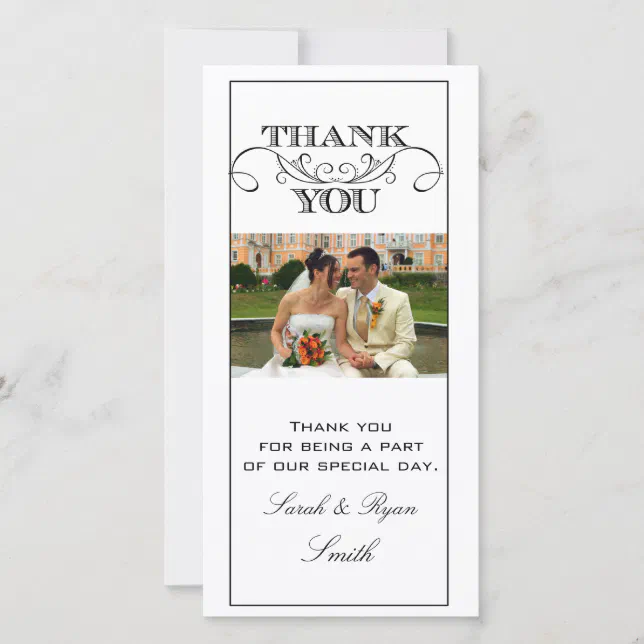 Chic Black and White Wedding Thank You Photo Cards | Zazzle