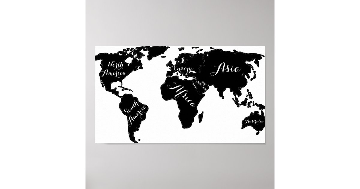 chic black and white world map globe hipster print zazzle com
