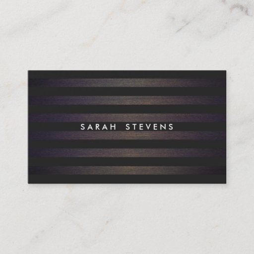 Customizable Chic Black and Wood Striped Modern Interior Design Business Card