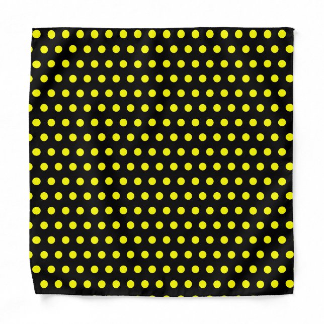 Chic Black Bandana with Cute Yellow Dot Pattern (Front)