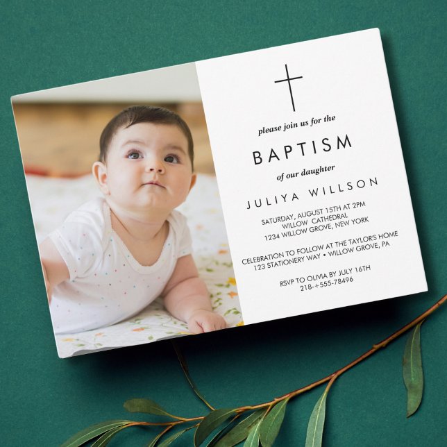 Chic black  Baptism photo  Invitation (Creator Uploaded)