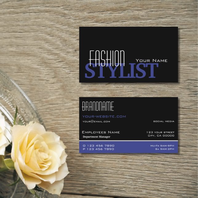Chic Black Blue White Simple and Professional Business Card (Creator Uploaded)