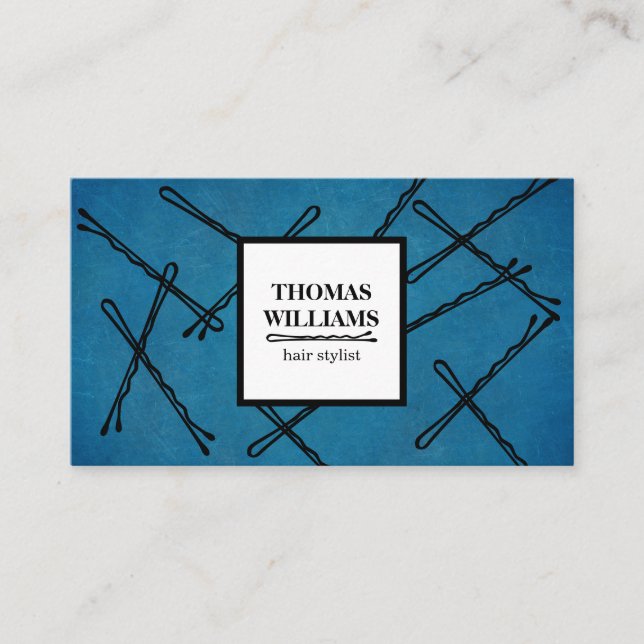 Chic Black Bobby Pins Hair Stylist Salon Business Card (Front)