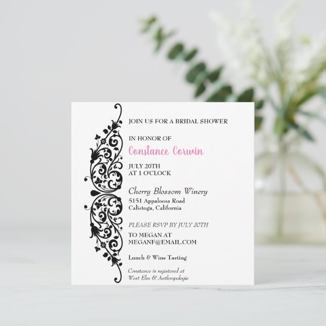 Chic Black Border Bridal Shower Invitation (Standing Front)
