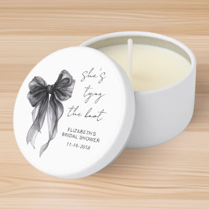 Chic Black Bow Watercolor Bridal Shower Mini Candle Favors