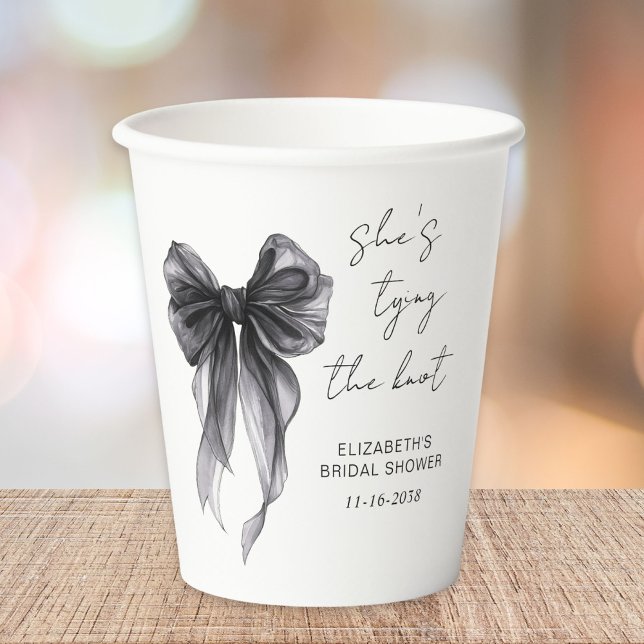 Chic Black Bow Watercolor Bridal Shower Paper Cups (Creator Uploaded)