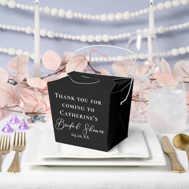 Chic Black Bridal Shower Personalized Fortune Favor Boxes (Wedding)
