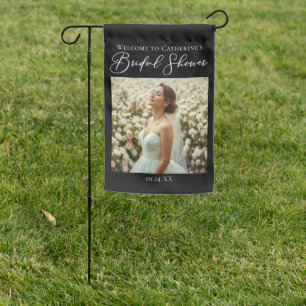 Chic Black Bridal Shower Personalized Photo Garden Flag