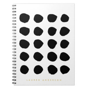 Chic Black Brushstrokes Dots Notebook Journal
