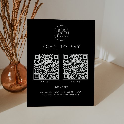 Chic Black Business Logo 2 Apps Scan To Pay Pedestal Sign