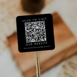 Chic Black Business Wedding Website QR Code Square Sticker<br><div class="desc">This chic black business or wedding website qr code square sticker is perfect for a small business owner or for a wedding. The simple dark design features classic minimalist black and white typography with a stylish sophisticated feel. Customizable in any color. Personalize with your website.</div>
