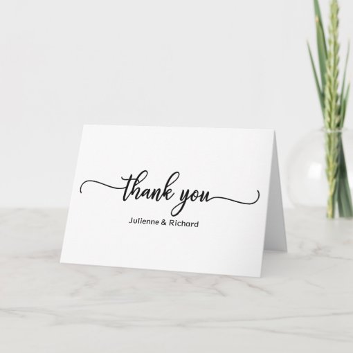 Chic Black Calligraphy Thank You Card | Zazzle
