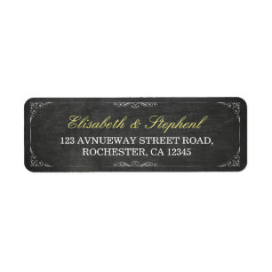 Chic Black Chalkboard Floral Wedding Address Label