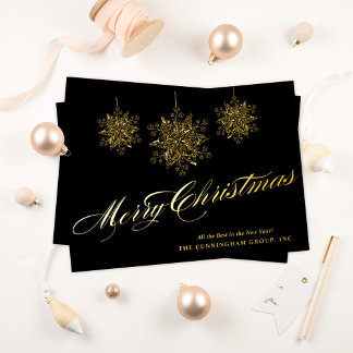 Chic Black Christmas Ornaments Foil Holiday Card