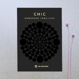 Chic Black Circle Motif  Earring Display Card