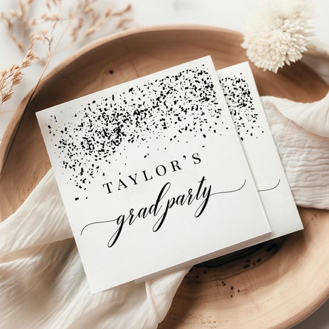 Chic Black Confetti Graduation Party Napkins (Creator Uploaded)