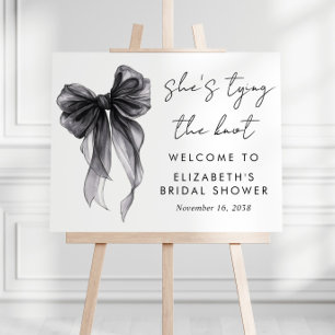 Chic Black Coquette Bow Bridal Shower Welcome Foam Board
