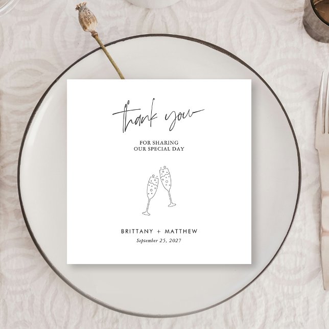 Chic Black Cursive Wedding Thank You Napkins (Personalized Chic Black Cursive Wedding Thank You Napkins)