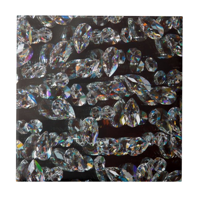 Chic Black Diamond Chrystal Abstract Pattern Gifts Ceramic Tile (Front)