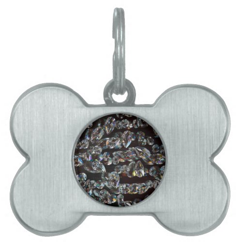 Chic Black Diamond Chrystal Abstract Pattern Gifts Pet Tag