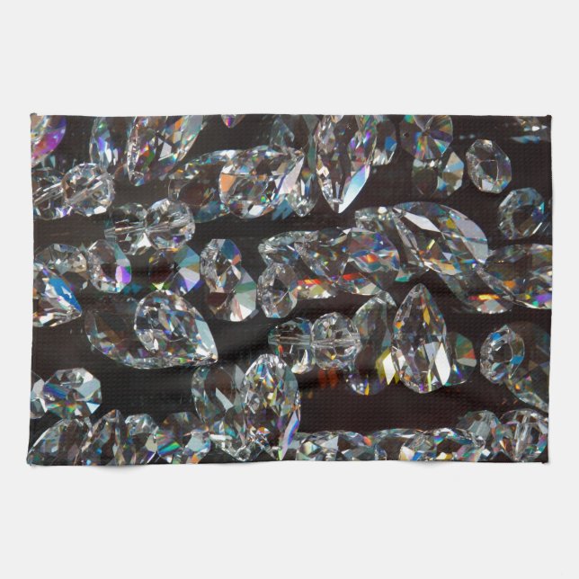 Chic Black Diamond Chrystal Abstract Pattern Gifts Towel (Horizontal)