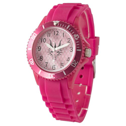 Chic Black Dragon Head &amp; Pink Dragon Scales Watch