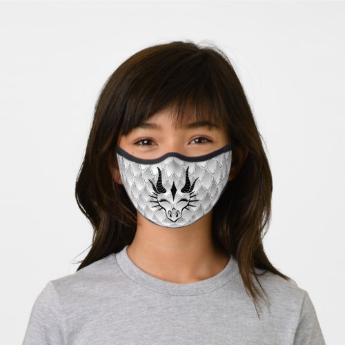 Chic Black Dragon Head  White Dragon Scales Premium Face Mask