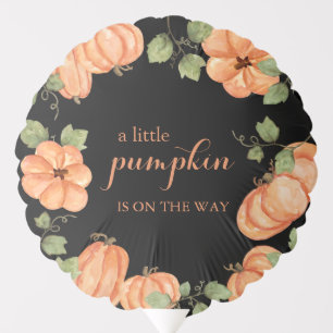 Chic Black Fall Pumpkin Baby Shower Balloon