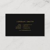 Chic Black & Faux Gold Profile Photo Social Media Business Card (Back)