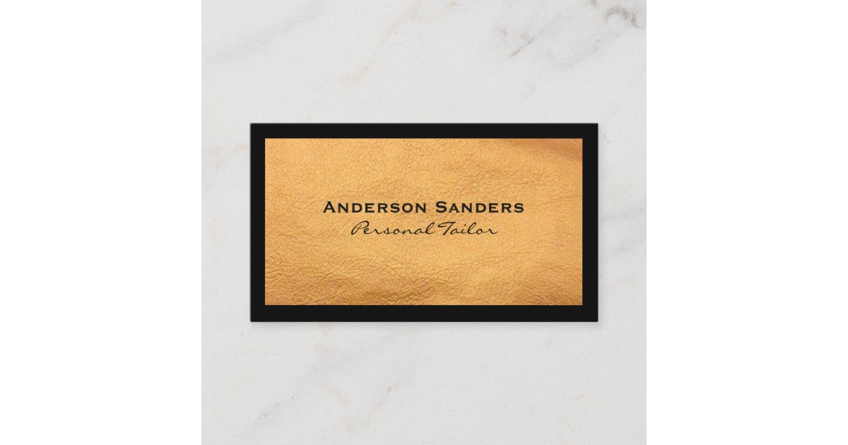 Chic Black Faux Leather Business Card