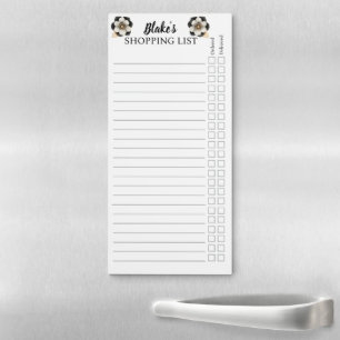 Chic Black Floral Blank Shopping List Magnetic Notepad