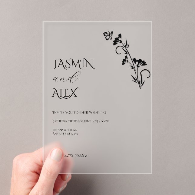 Chic Black Floral Wedding Invitation (Insitu (Handheld))