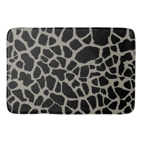 Chic Black Giraffe Print Elegant Animal Pattern Bath Mat