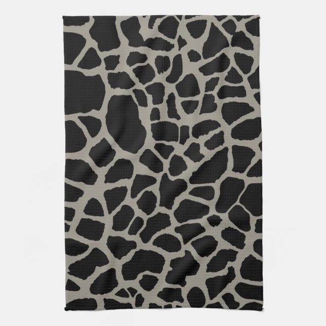 Chic Black Giraffe Print Elegant Animal Pattern Towel (Vertical)