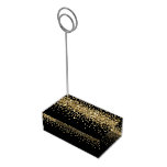 Chic Black Glam Gold Glitter Dots Place Card Holder