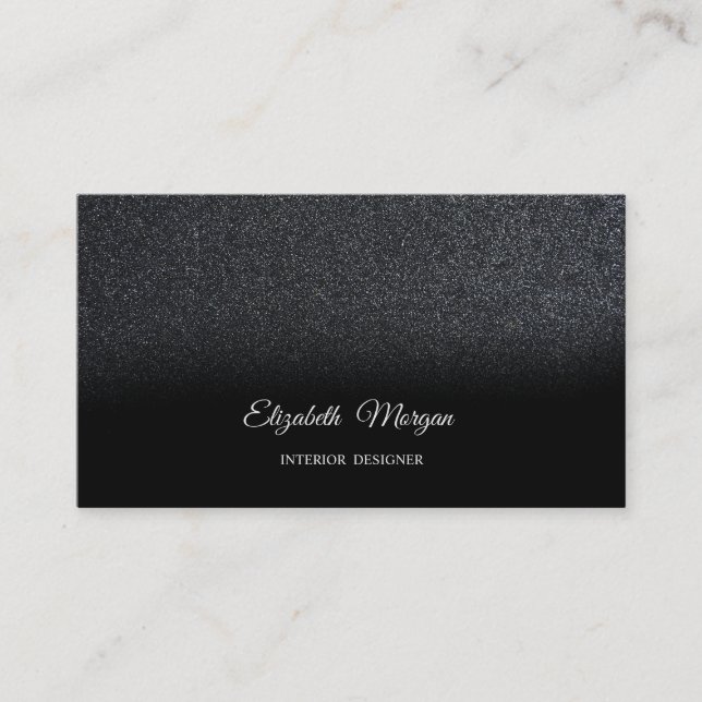 Chic Black Glitter Elegant Professional Modern Business Card (Front)